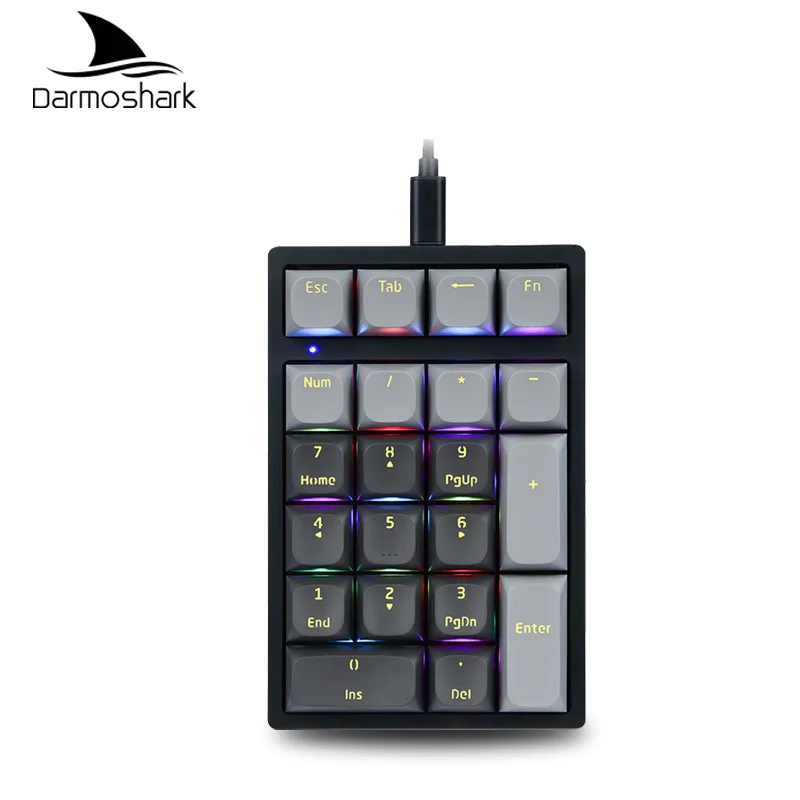 

Mini Darmoshark K3 Numeric Mechanical Keyboard USB Wired RGB Backlight 21 Keys GATERON Hot Swap Custom Programming Gaming Keypad