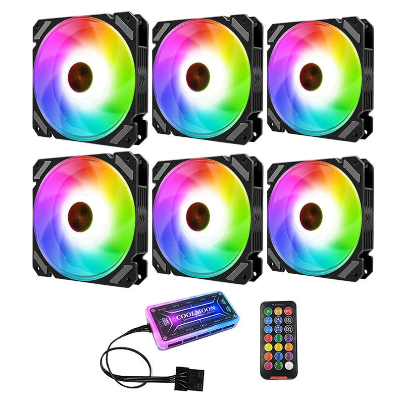 Coolmoon Rgb компьютерный чехол с вентилятором 12 см синхронный бесшумный беспроводной