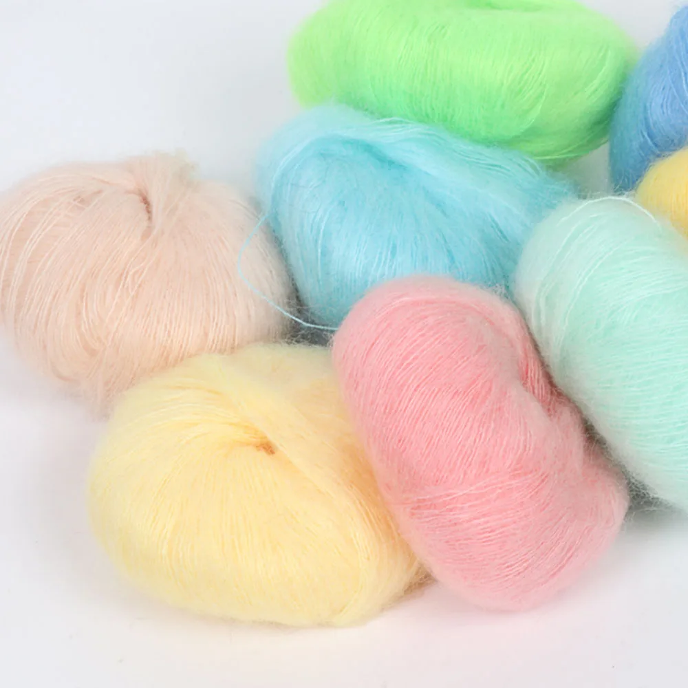 25 г/шар полихроматическая тонкая мягкая мохеровая шерстяная пряжа плюшевая