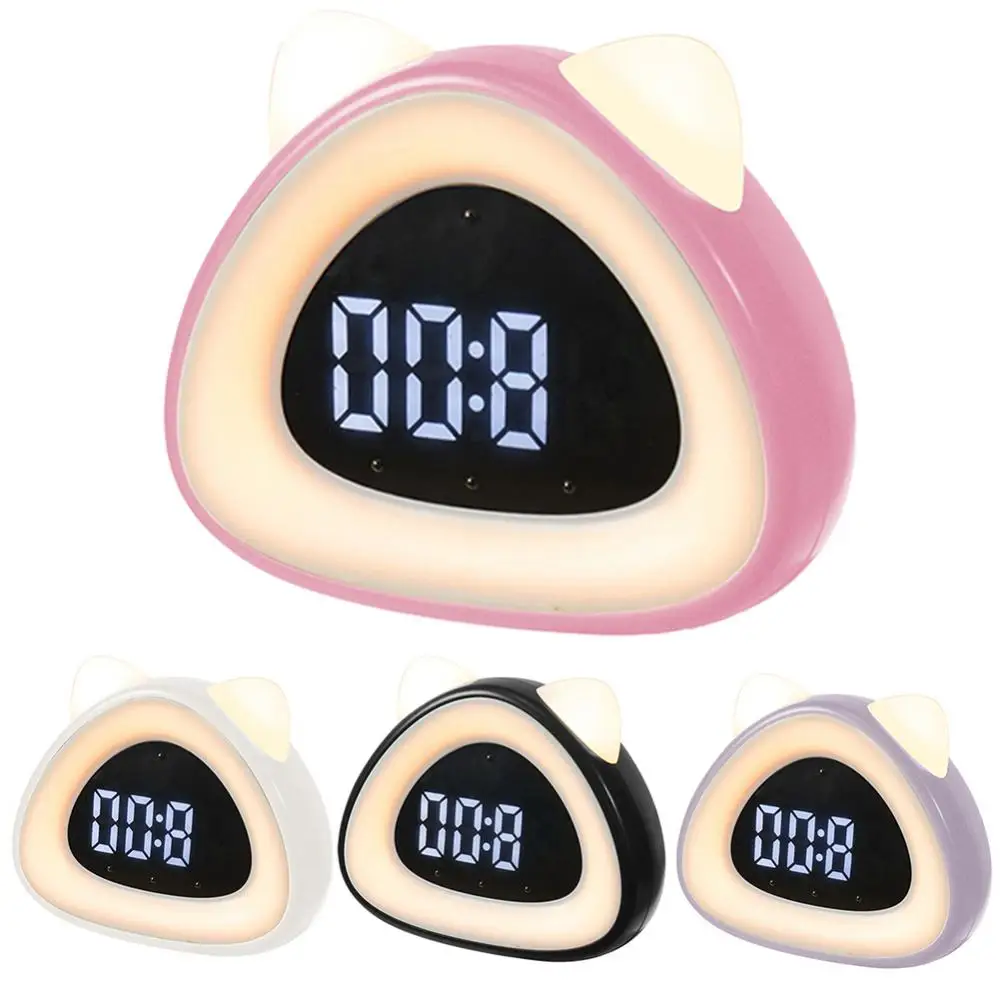 

Digital Cute Light Clock Alarm Cat Ear Shape Display Night Temperature Monitor