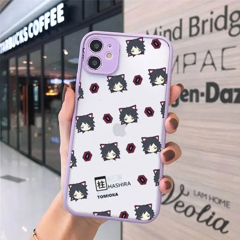 

Demon Slayer Kimetsu No Yaiba Phone Cases matte transparent For purple iPhone 7 8 x xs xr 11 12 pro plus max mini Clear Funda