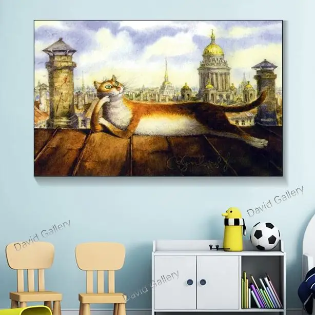 Картина на холсте с изображением русской кошки|Рисование и каллиграфия| |