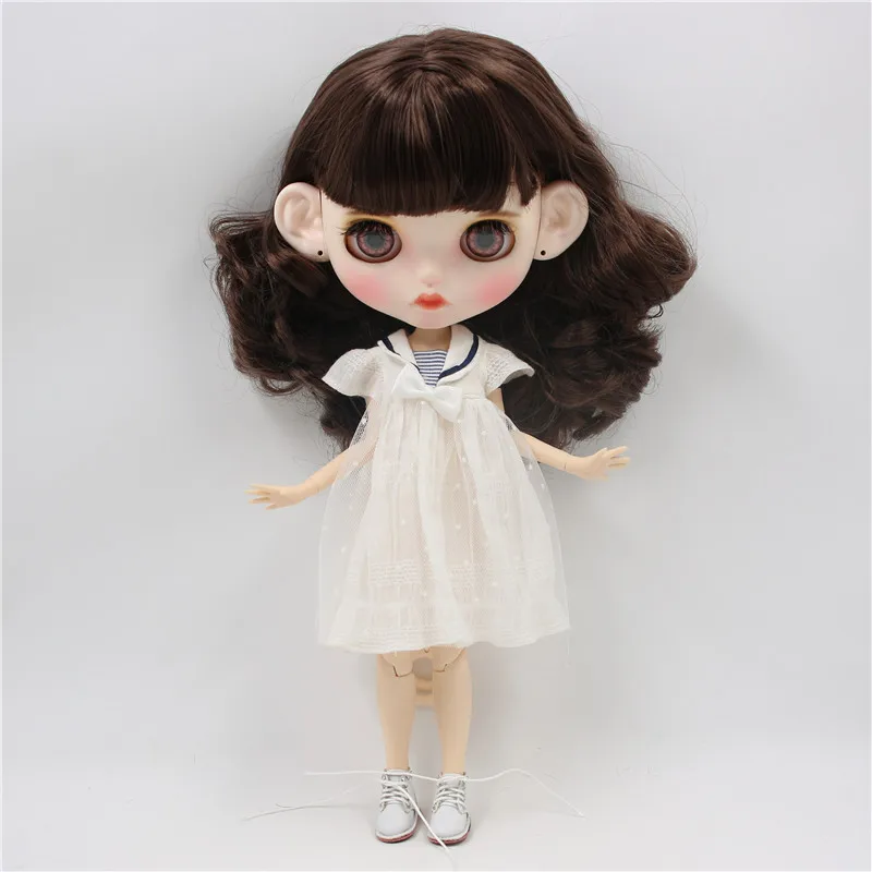 Кукла Blyth ICY DBS с белыми кожаными суставами черными волосами и ручной росписью