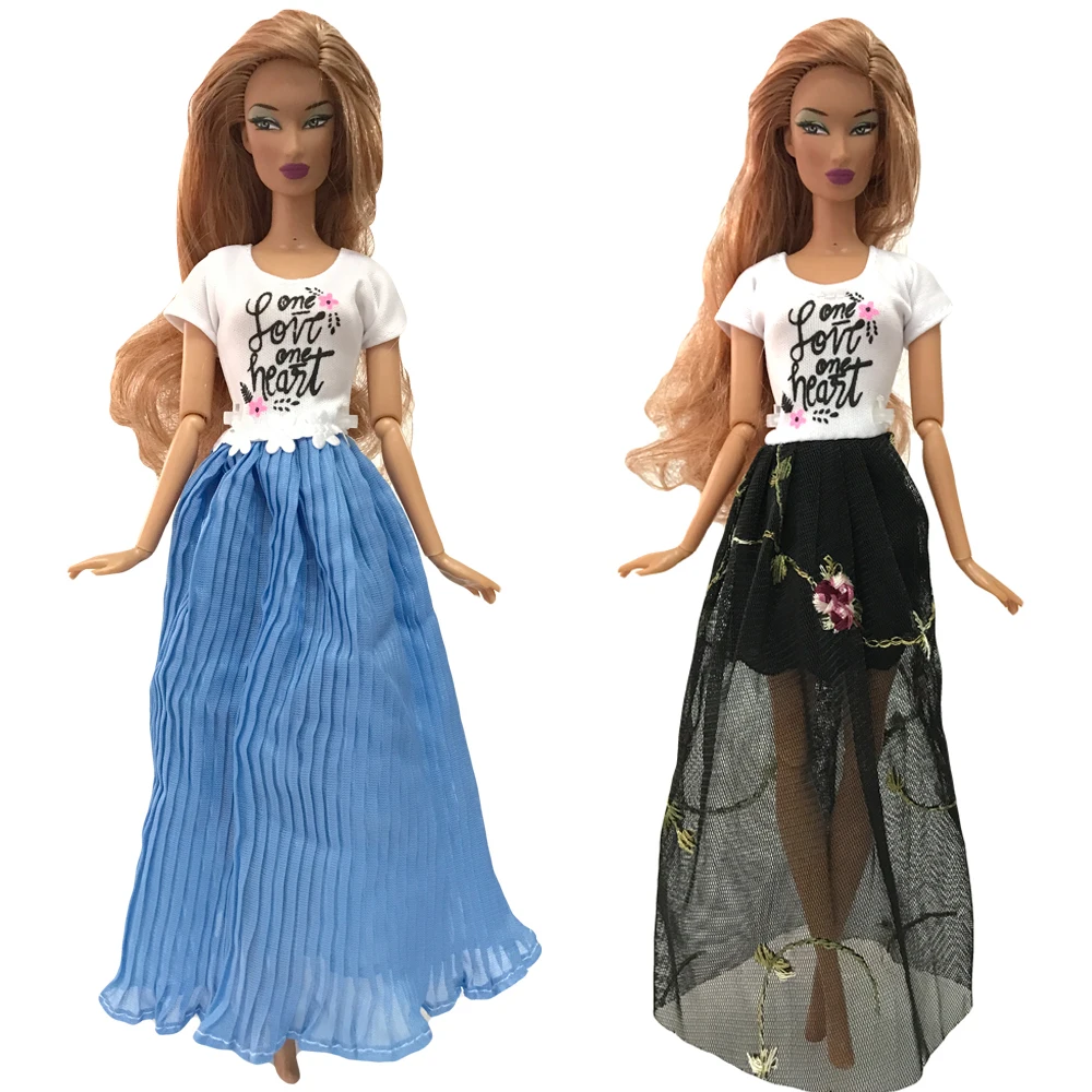 

NK 2 Pcs/Set Doll Dress Fashion Skirt Party Clothes Fashion Outfit For Barbie Doll Accessories Child Girls'Gift 01A 2X