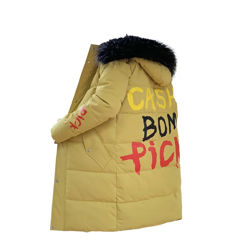 Зимние длинные мужские парки с буквенным принтом модные тренды теплые