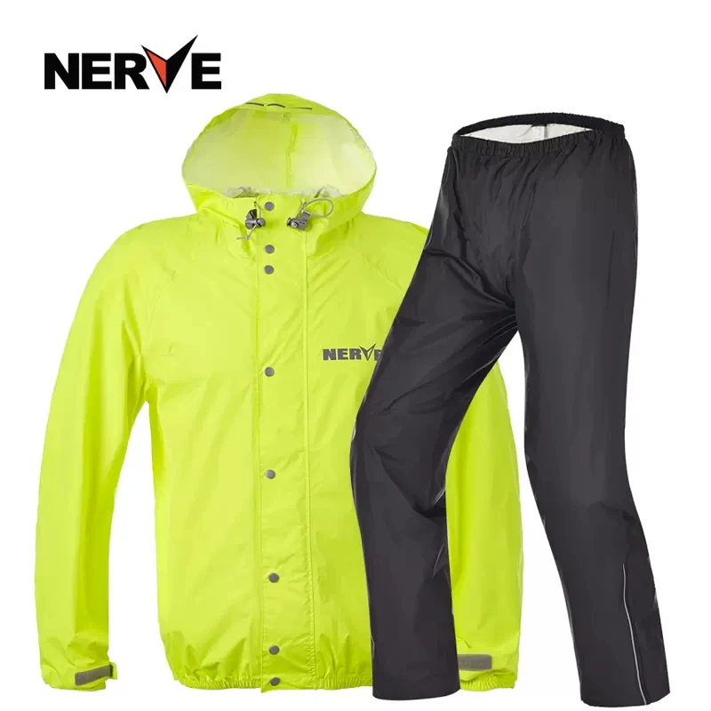 NERVE Raincoat Set Rainpants Split PU Rainproof Outdoor Sport Jacket Pants RainSuit/ Motorcycle Reflective Waterproof Clothing enlarge