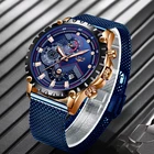 Relogio Masculino 2019 Новинка LIGE повседневные синие сетчатые пояса модные кварцевые золотые часы мужские часы лучший бренд Роскошные водонепроницаемые часы