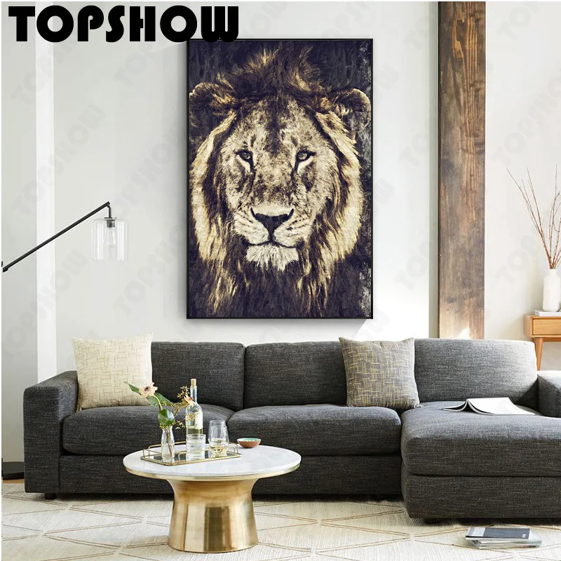 

Большая оригинальная абстрактная картина маслом с Львом, ручная работа, картина маслом, настенная живопись для дома, гостиной