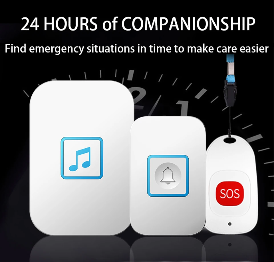 CACAZI Waterproof Wireless pager Doorbell Old man Emergency alarm 80M Remote Light Home Bell Call 220V Electronic Chime | Обустройство