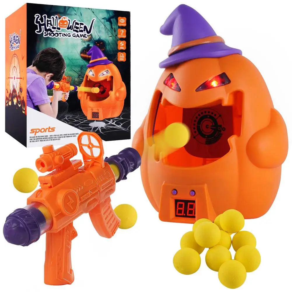 1 Set Ejection Halloween Game Pumpkin Elements Soft Scoring Target Toy Shooter Early Educational Halloween Kids Gifts