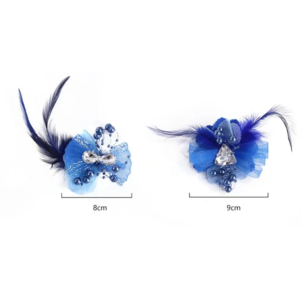 

Fashion Pet Hair Clip Faux Pearl Feather Bowknot Decorative Net Yarn Exquisite Dog Hairpins Hair Barrette Decor for Party Supply