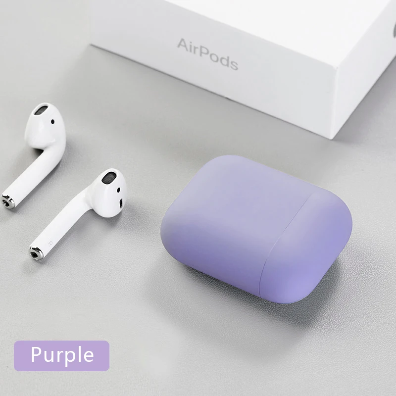 light purple Силиконовый чехол для Apple Airpods 2 Тонкий чехол Чехлы Многоцветный Защитный нежная кожа для Airpods дропшиппинг - Цвет: light purple