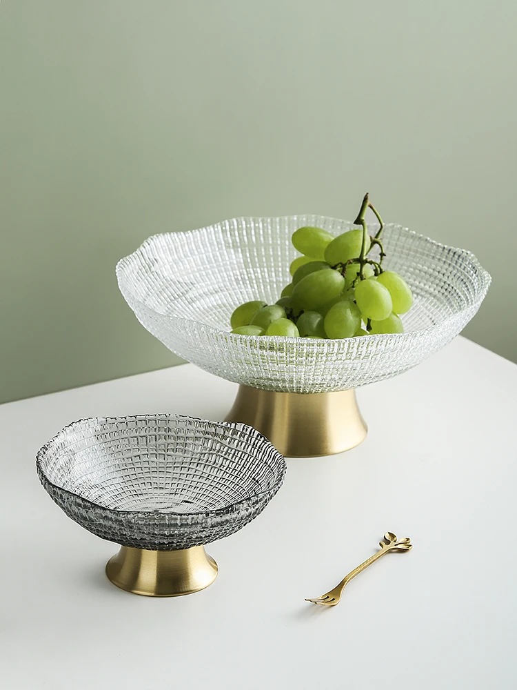 

Modern Luxury Fruit Plate Living Room Coffee Table Home Decoration Creative Tray Crafts Snack Glass Fruit Tray Home Decoration