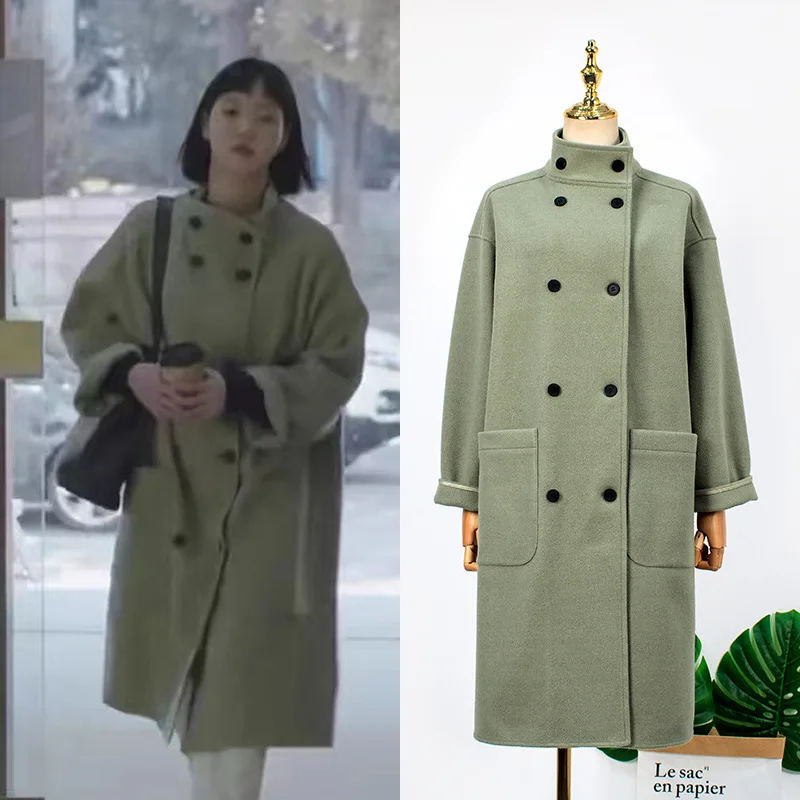 Женское шерстяное пальто длинное 김은 은 Kim Ko Eun женская зимняя куртка двубортная