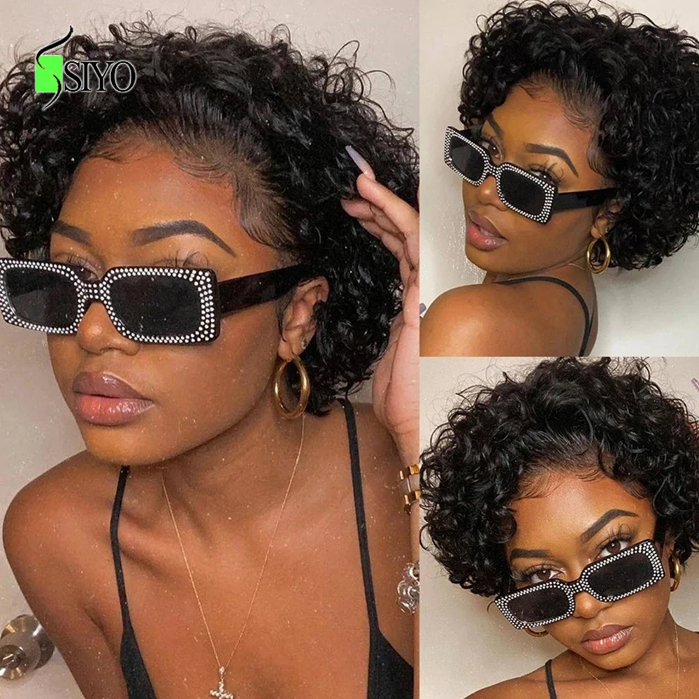 

Siyo Pixie Cut Bob Lace Front Wigs Malaysian Water Wave Human Hair Wigs Short Curly Lace Closure Wig Perruque Cheveux Humain