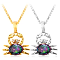 collare crystal cute crab pendant goldsilver color cubic zirconia sea animal jewelry zodiac sign cancer necklace women p923