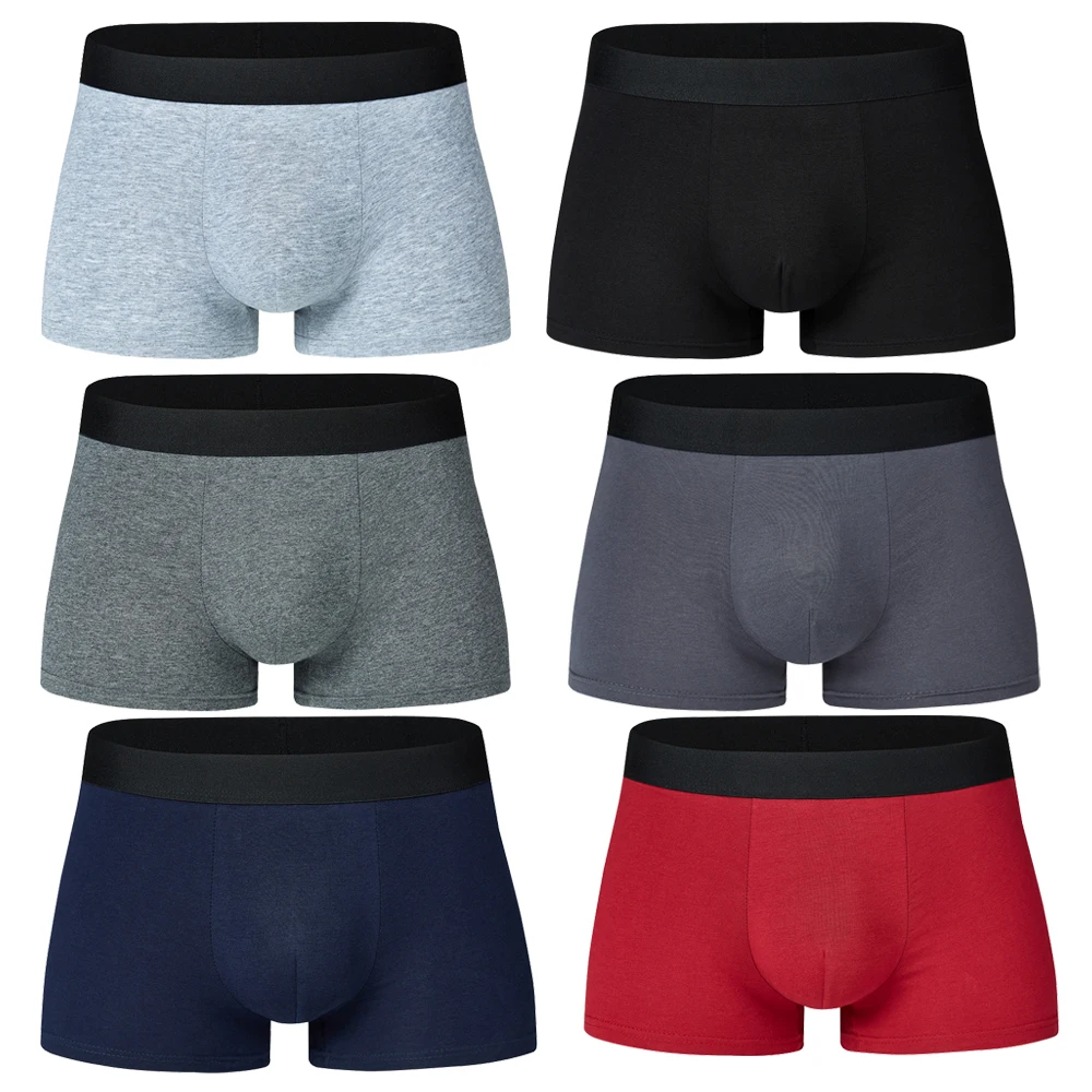 6 шт./лот мужские хлопковые трусы боксеры короткие дышащие гибкие удобные