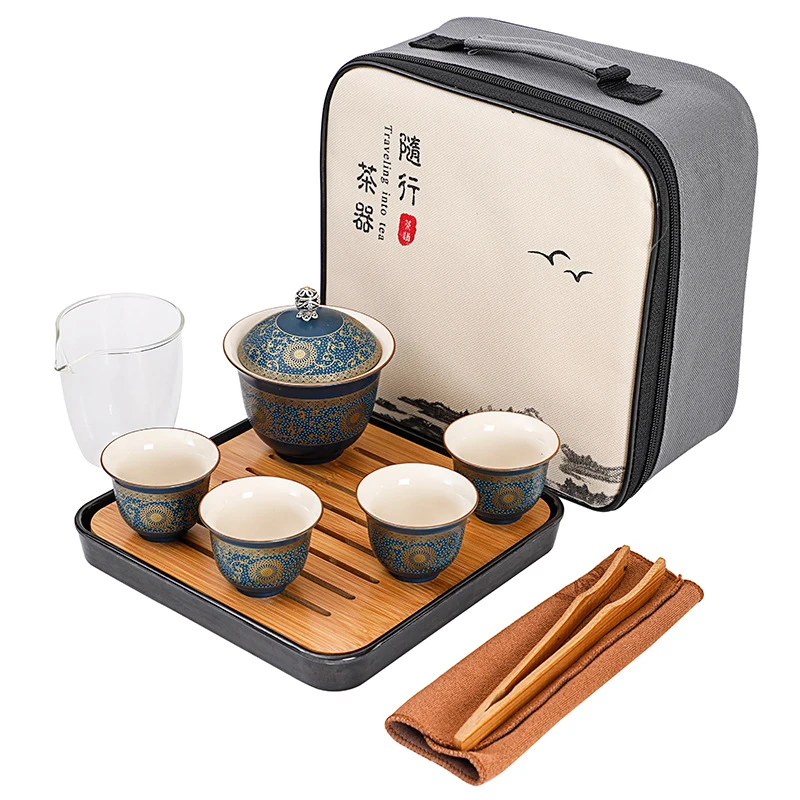 

1 Teapot 4 Teacups Portable Tea Set Include Beautiful And Easy Teapot Kettle Chinese Travel Ceramic Portable Teaset Gaiwan L1
