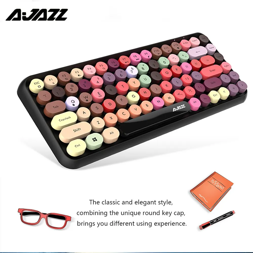Беспроводная BT клавиатура Ajazz 308i с круглой крышкой подключение Kyeboard 84 клавиши для