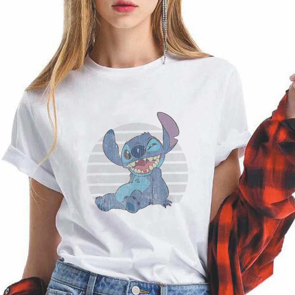 

90s Vintage Style Stitch T-shirt for Women Disney Harajuku Summer Clothes Lilo Stitch Classic Cartoon Streetwear T Shirt 2022