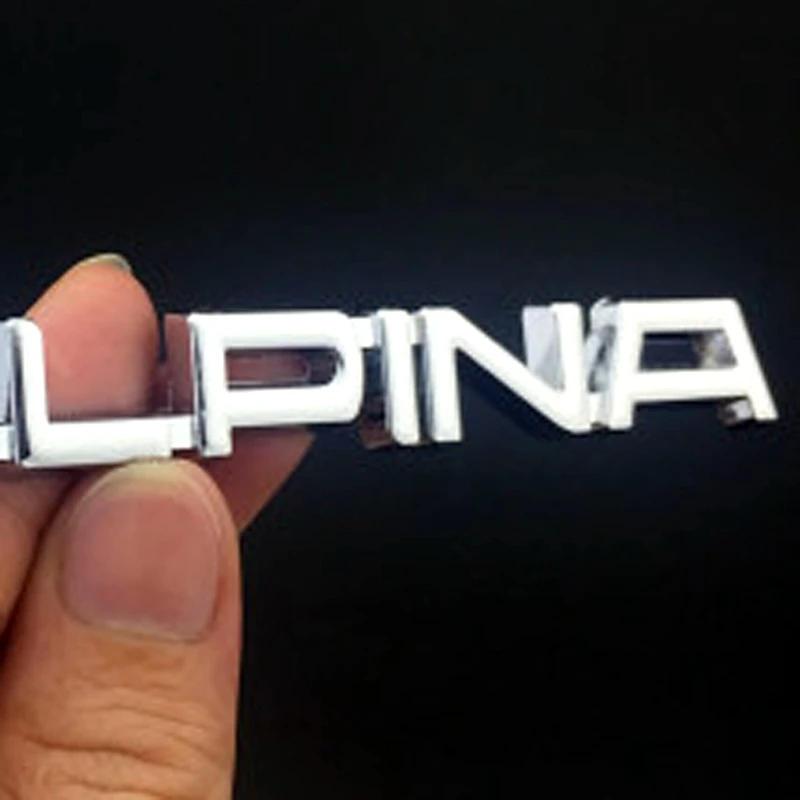 

13.8cm*2.4cm Zinc Alloy A-L-P-I-N-A Letter 3D Micro-label Sticker Car Trunk Body Decoration Sticker Suitable for Alpina