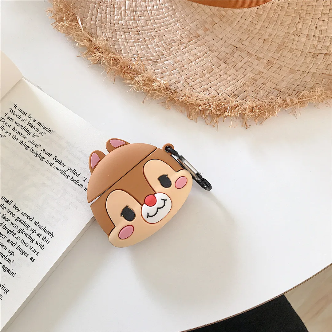 3D мультфильм chipmunk чип и Дейл силиконовый мягкий чехол для Apple Airpods 1/2 чехол беспроводной Bluetooth защитный чехол для наушников