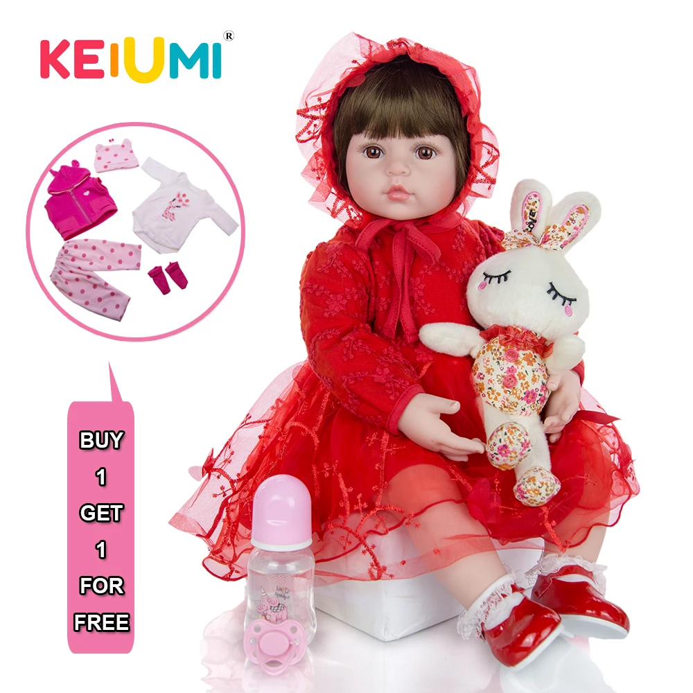 

Кукла реборн KEIUMI, 24 дюйма, Реалистичная силиконовая виниловая игрушка для новорожденных, подарочный набор «сделай сам»
