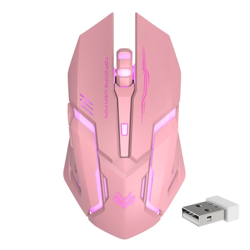 Беспроводная игровая мышь 2 4 ГГц перезаряжаемая оптическая USB-мышь розового