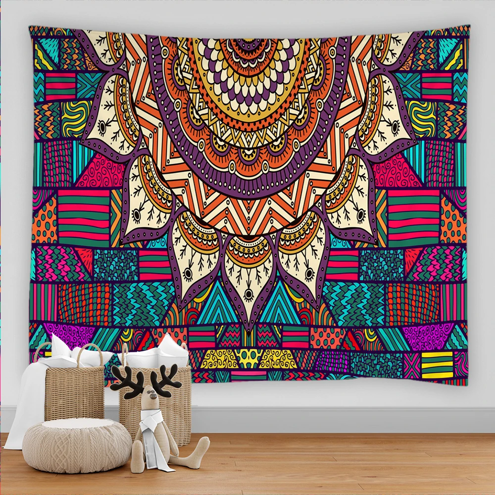 

India Boho Tapestry Wall Hanging Mandala Decor Wall Cloth Tapestries Psychedelic Hippie Night Moon Tapestry Bohemian Wall Carpet