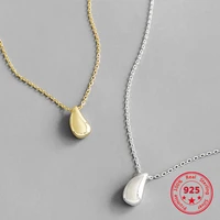 fashion 925 sterling silver smooth teardrop necklace pendant personality short silver necklace 925 jewelry korean fashion