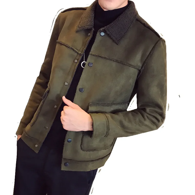 

Men's suede coat lapel jacket retro Slimming