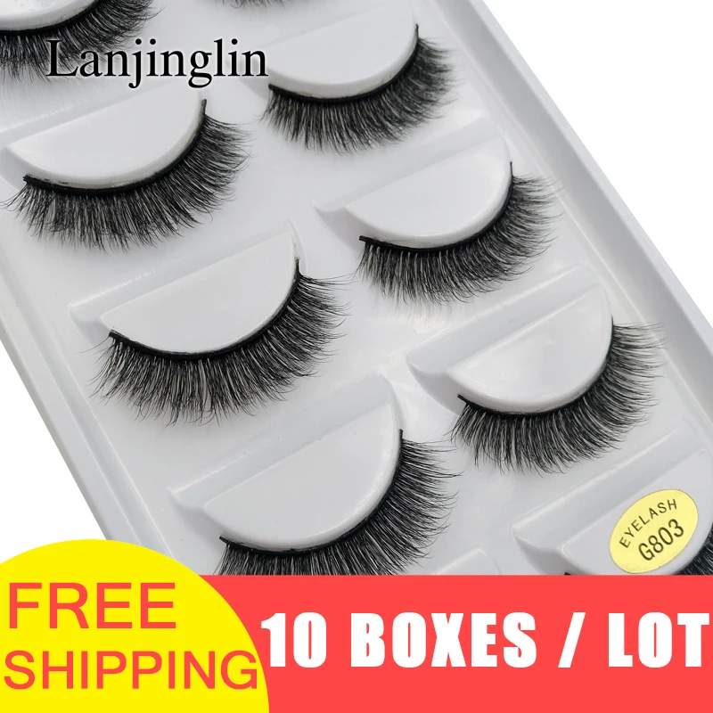 LANJINGLIN 10 коробок/лот норковые ресницы натуральные длинные накладные ресницы ручная работа Мягкие 3d норковые ресницы макияж Искусственные ресницы G803