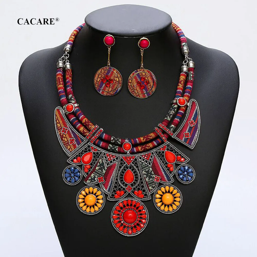 

Ethnic African Indian Jewelry Set for Women Vintage Fashion Necklace Earrings Set Nigerian Jewelry F0355 3 Choices