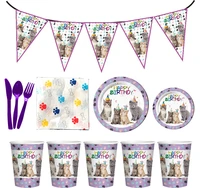 cat theme paper straw plate tablecloth balloon party supplies kids favor birthday party wedding decorations baby shower