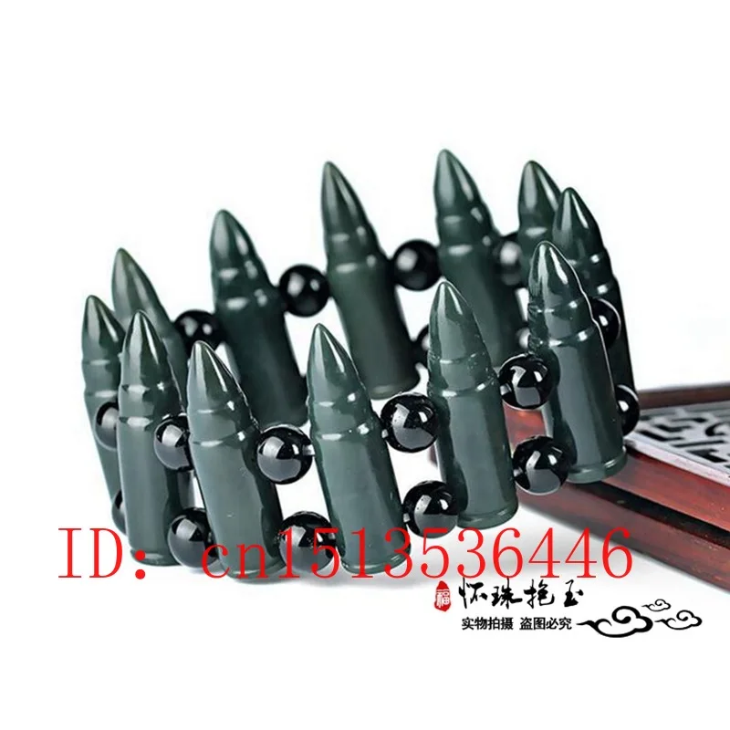 Натуральный нефритовый браслет с пулями очаровательные ювелирные изделия