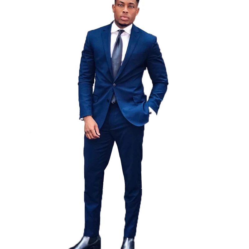 Костюм мужской облегающий темно синего цвета смокинг для жениха свадебвечерние