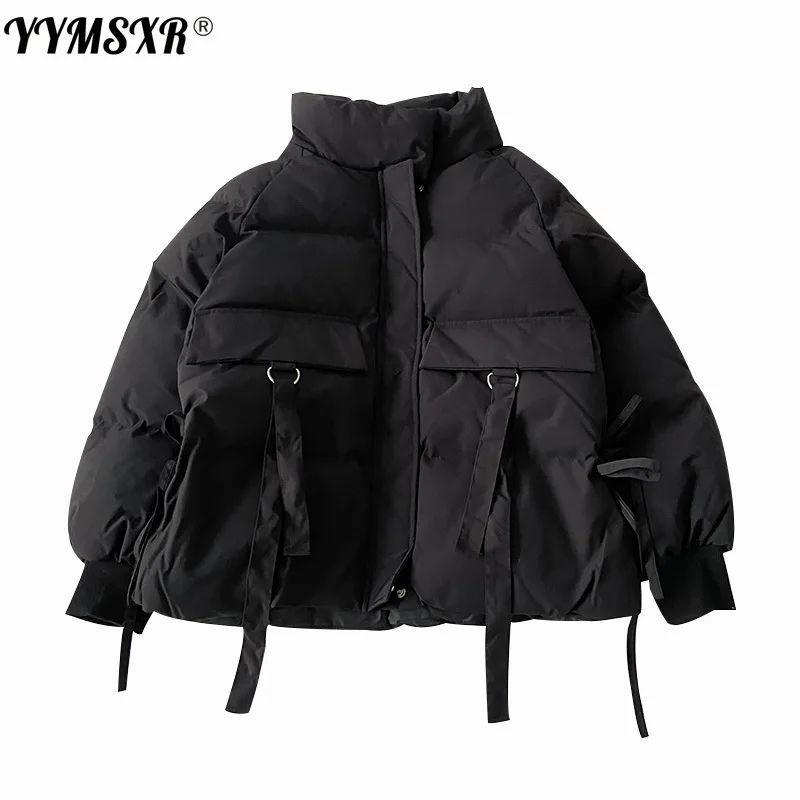 

Women Jackets 2021 Winter Fashionable Temperament High Quality Solid Color Down Cotton Loose Women's Long-sleeved Cotton Coat