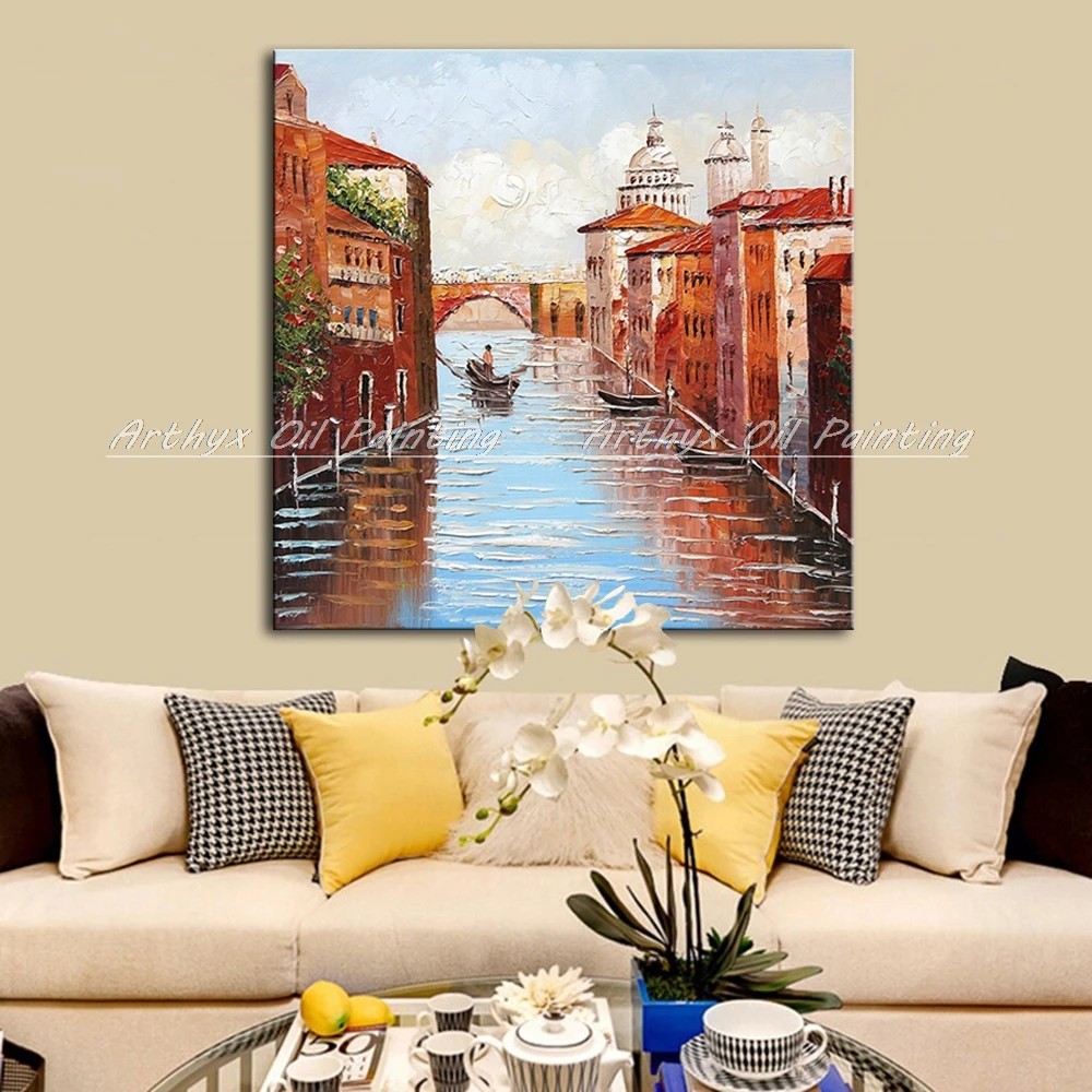 Ручная роспись богатая текстура пейзаж постеры домашний декор картины маслом на