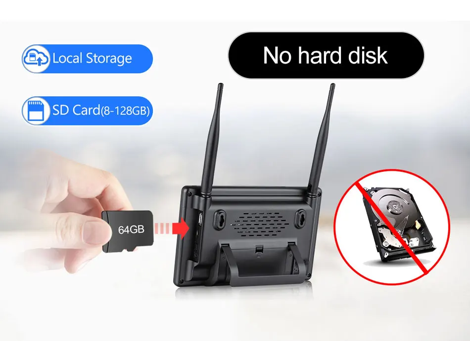 Wifi Camera Wireless NVR Surveillance-Kit Cctv-System Video-Security Outdoor SD Card Two Way Audio System 1080P 7" Touch Screen