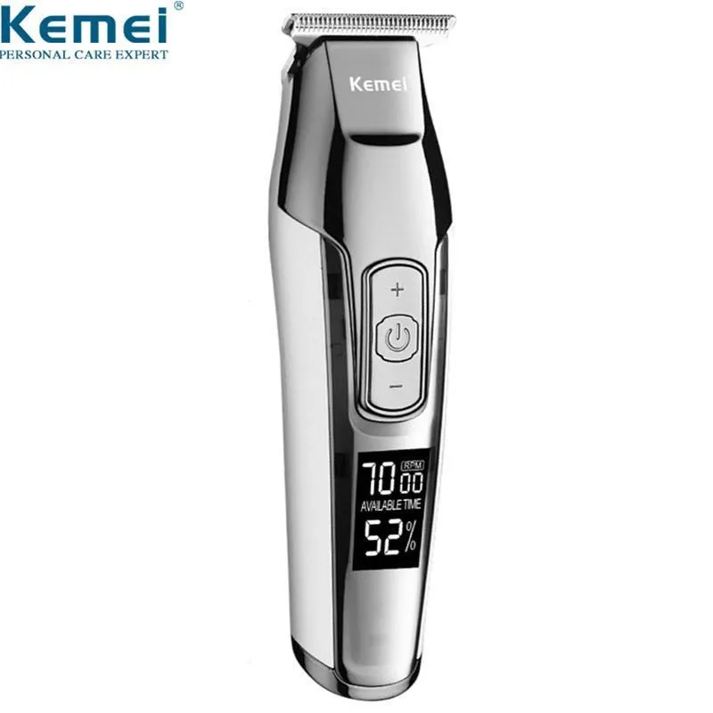 Kemei Парикмахерская Машинка для стрижки волос Профессиональный ЖК дисплей