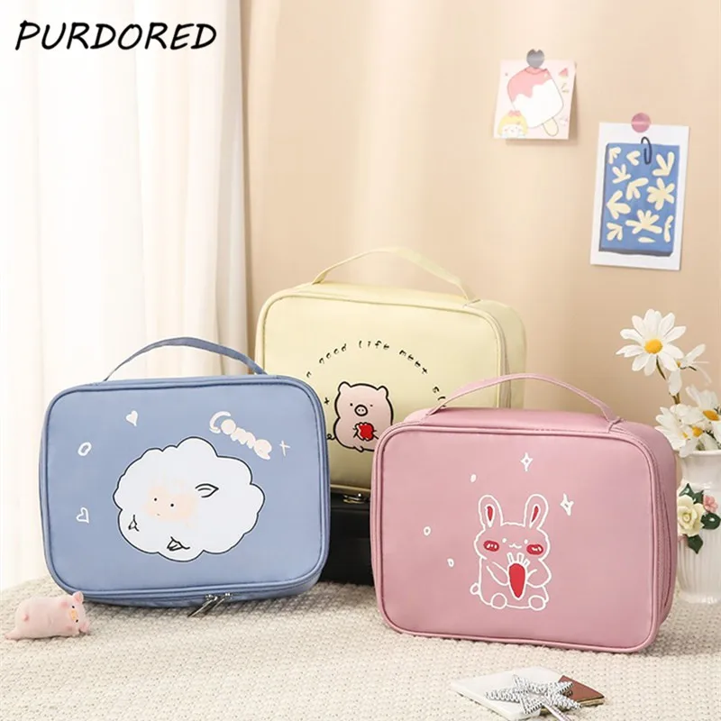 

PURDORED 1 Pc Large Cute Cosmetic Bag for Women Waterproof Oxford Makeup Bag Organizer Travel Makeup Case Toiletry Washing Bag