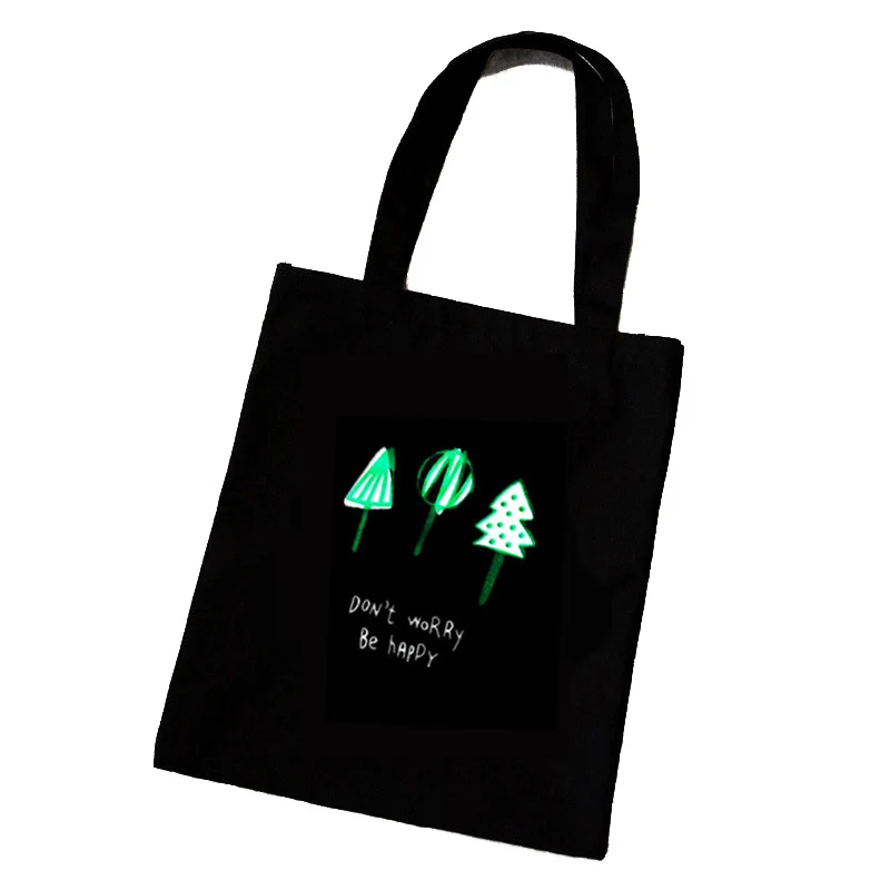 Холщовая пляжная сумка для женщин повседневный тоут с мультяшным принтом кота