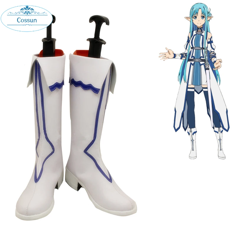 

Sword Art Online Yuuki Asuna Cosplay Shoes White Boots Custom-made