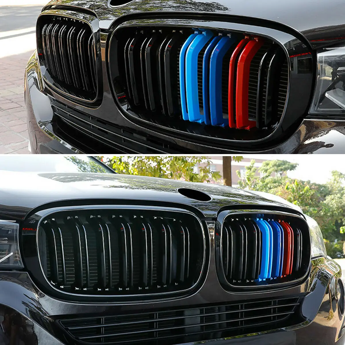 Передний бампер автомобиля решетка радиатора крышка с двойной линией отделка