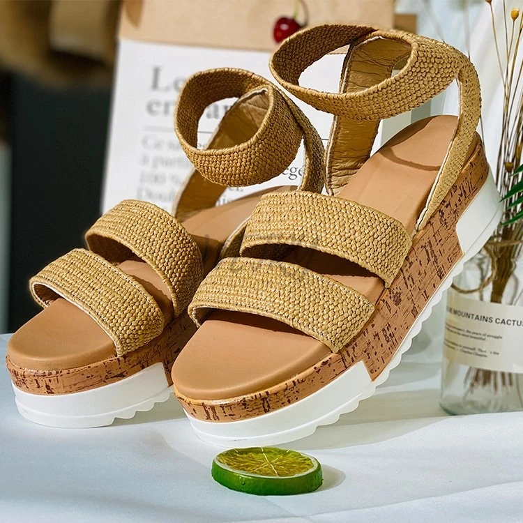 

New Women Sandals Fashion Weave Summer Wedge Women High Heel Sandals Career Snake Pattern Platform Shoes Female 36-43