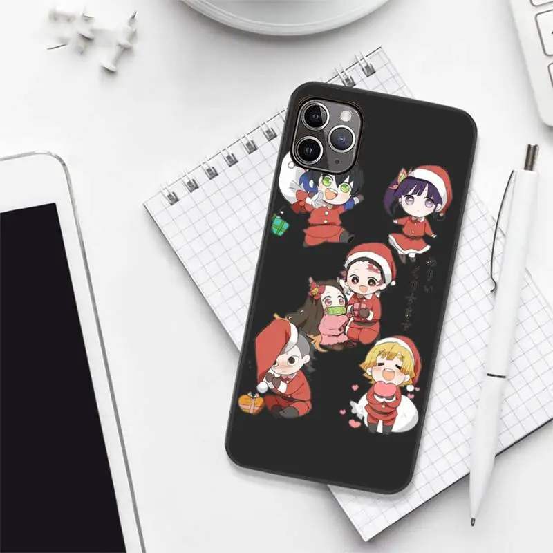 

Christmas Demon Slayer anime Phone Case Candy Color for iPhone 6 7 8 11 12 s mini pro X XS XR MAX Plus