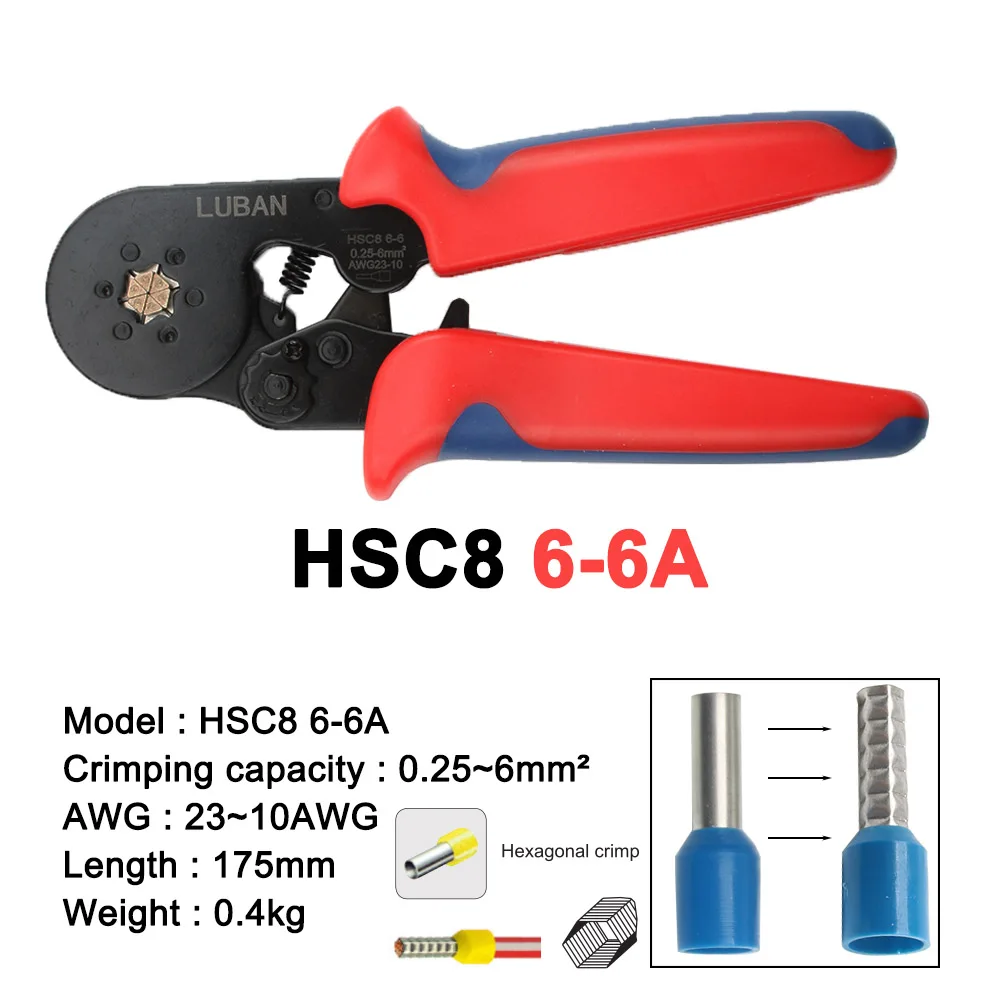 Фото HSC8 6-6B HSC8 6-6A мини-тип саморегулирующиеся обжимные плоскогубцы 0,25-6 мм обжимные клеммы мульти HSC8 6-6 №3