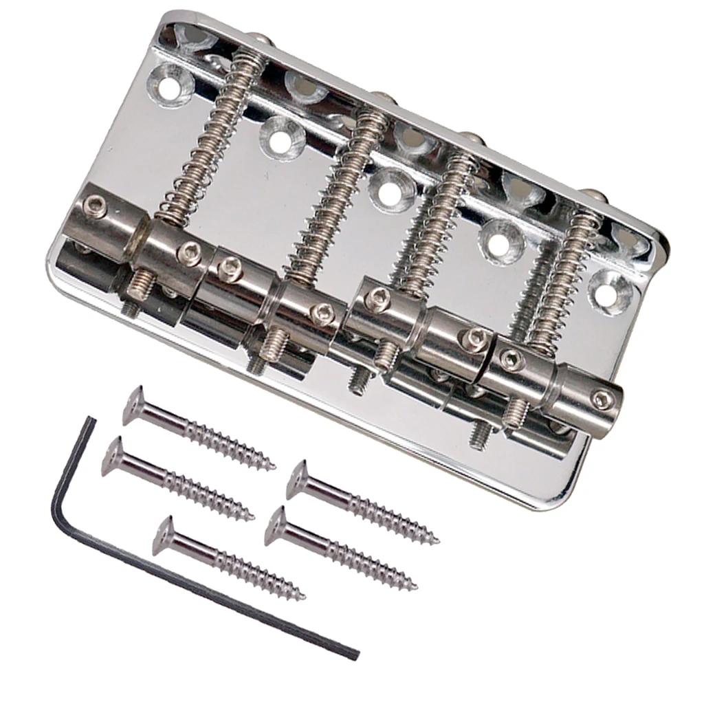 

1 Set Zinc Alloy Bridge Tailpiece with Wrench Mounting Screws for 4 Strings Electric Bass DIY