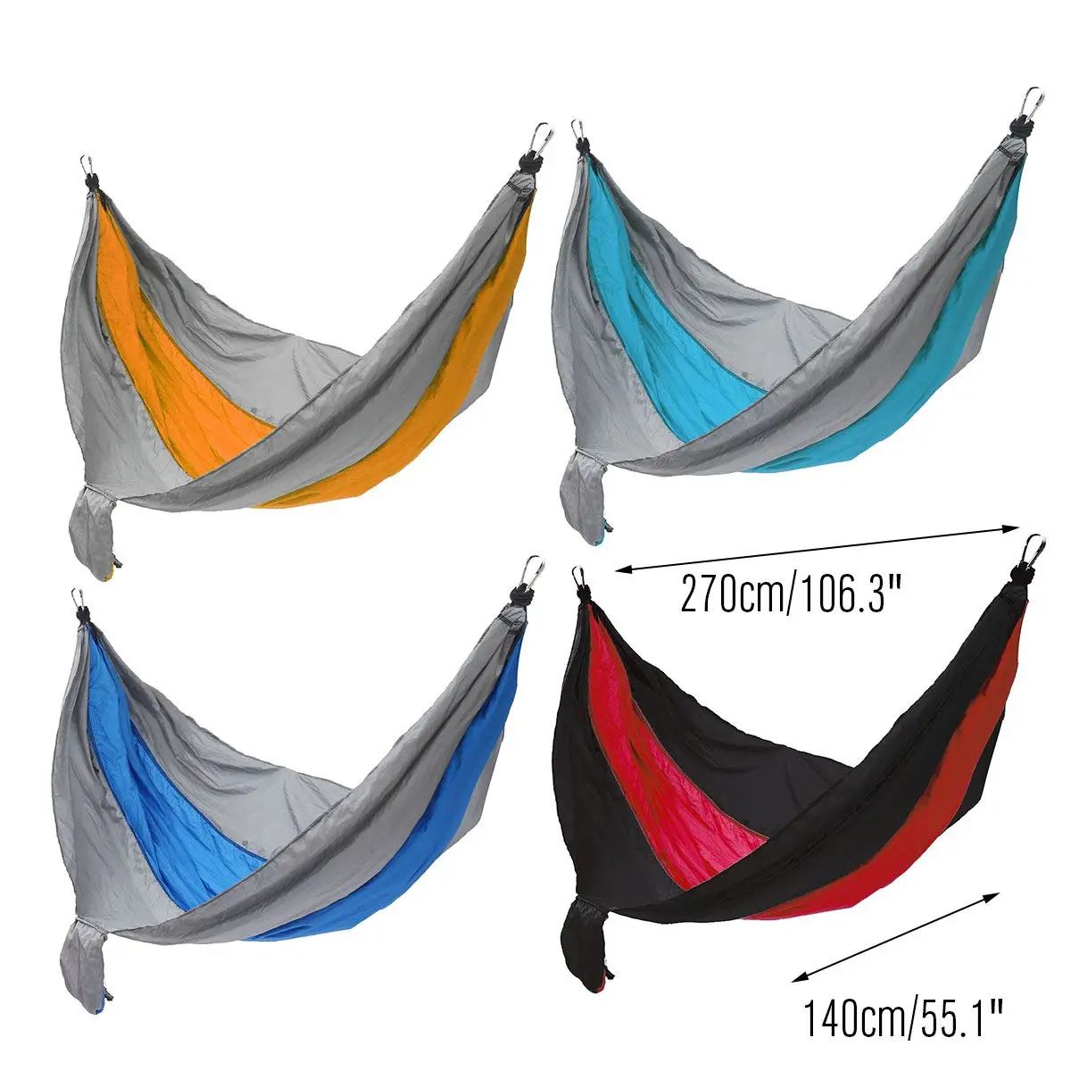 

270X140cm Portable Camping Parachute Hammock Survival Garden Outdoor Furniture Leisure Sleeping Travel Double Hanging Bed