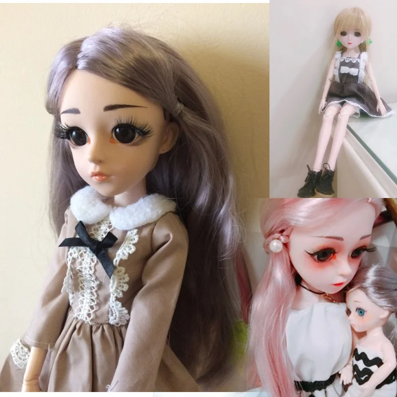 Новинка, 42 см, Bjd кукла, 24 шарика, шарнирная кукла, сделай сам, куклы с макияжем для девочек, обнаженное тело, кудрявые прямые волосы, 3D глаза, куклы, игрушки для девочек,игрушки куклы игрушки для девочек лол куклы